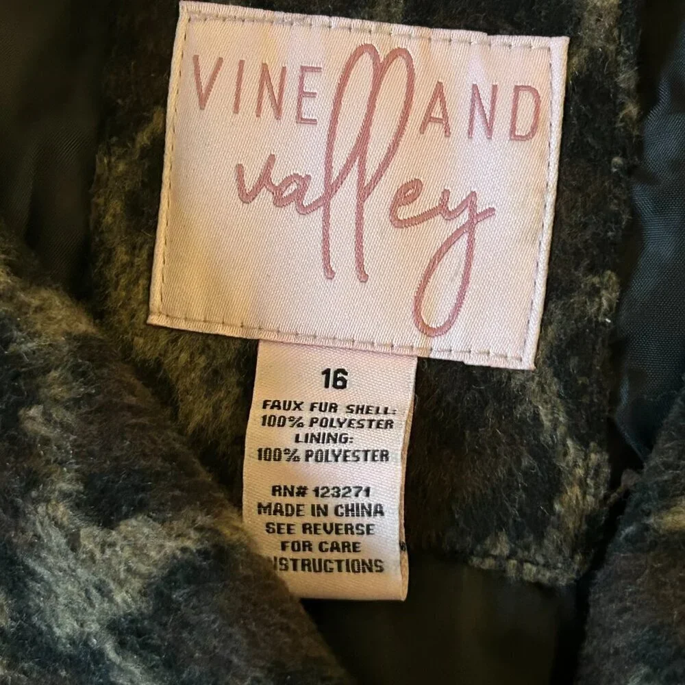 NWOT Vine and Valley Girls Size 16 Leopard Print Pea Coat NEVER WORN